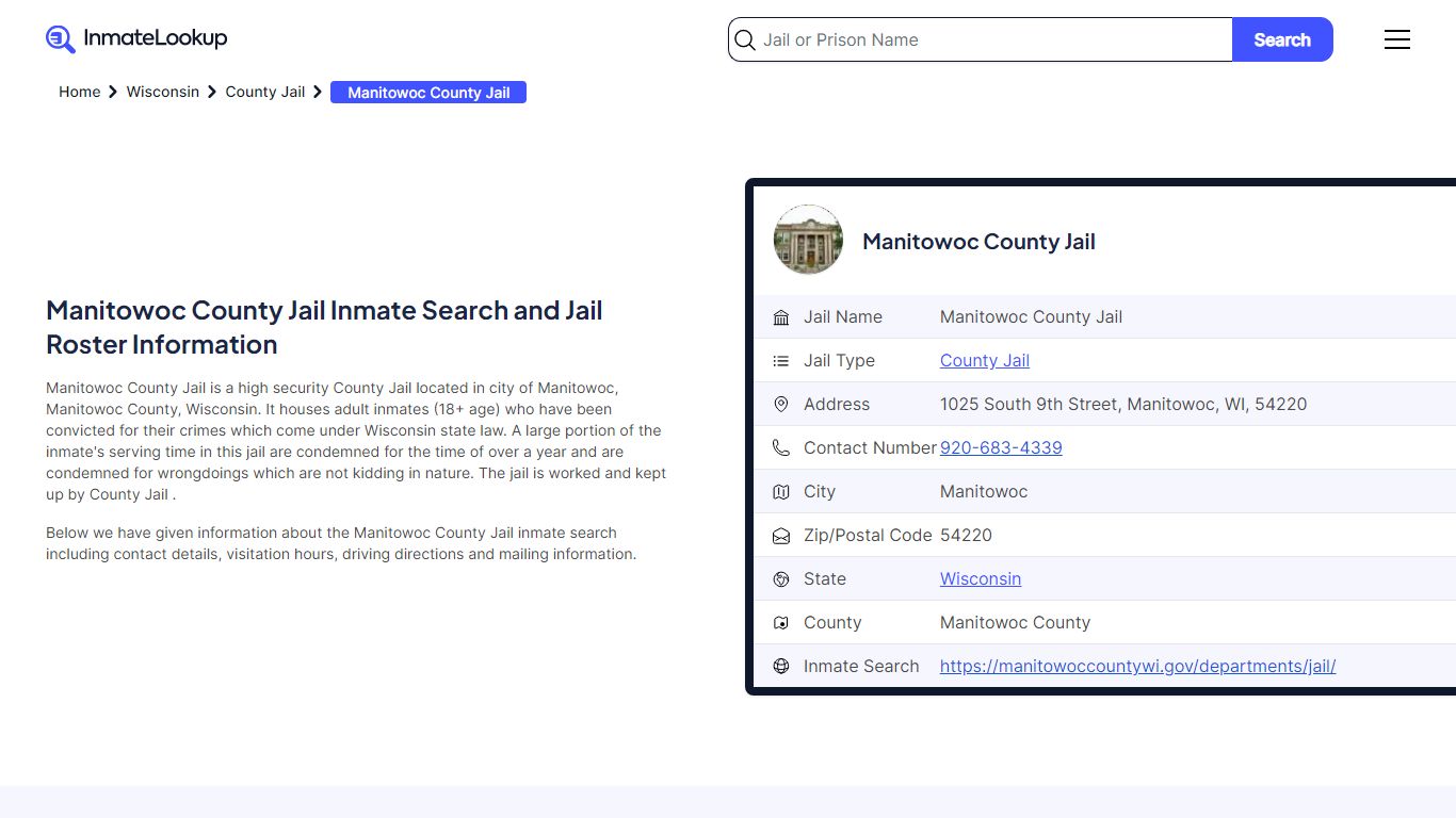 Manitowoc County Jail (WI) Inmate Search Wisconsin - Inmate Lookup