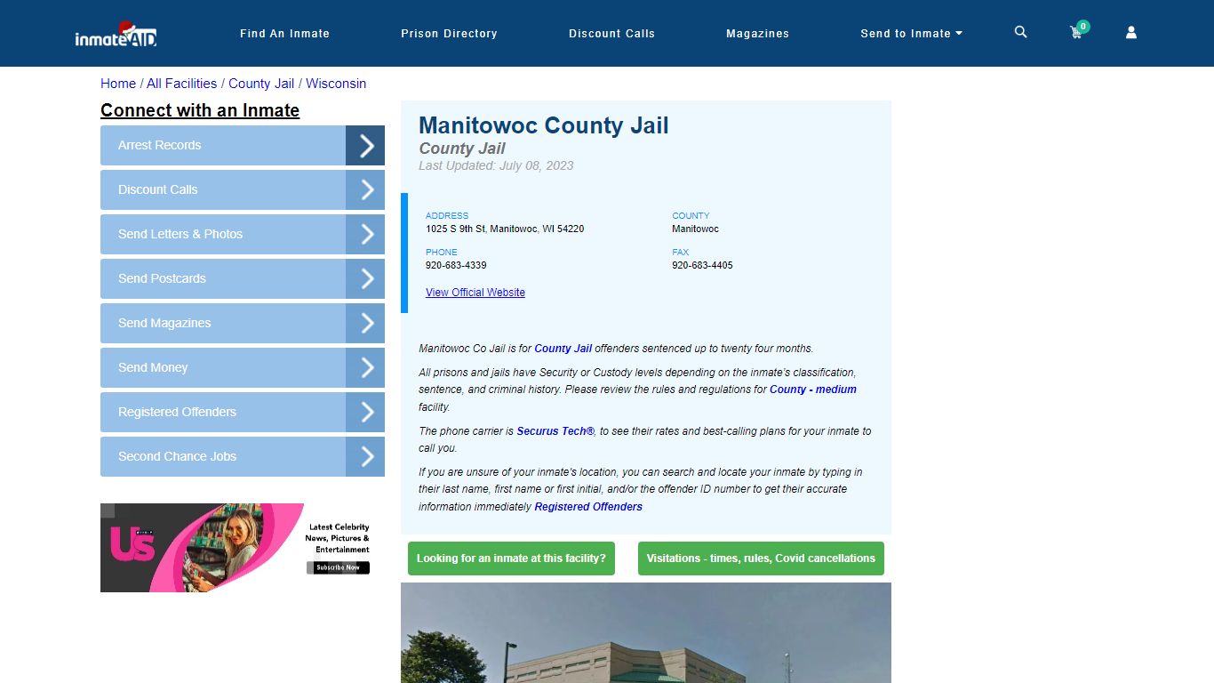 Manitowoc County Jail - Inmate Locator - Manitowoc, WI